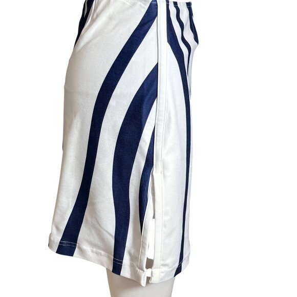 Nike Skirt Womens M White Navy Striped High Waist Mini 88% Polyester Dri-Fit - Picture 3 of 10